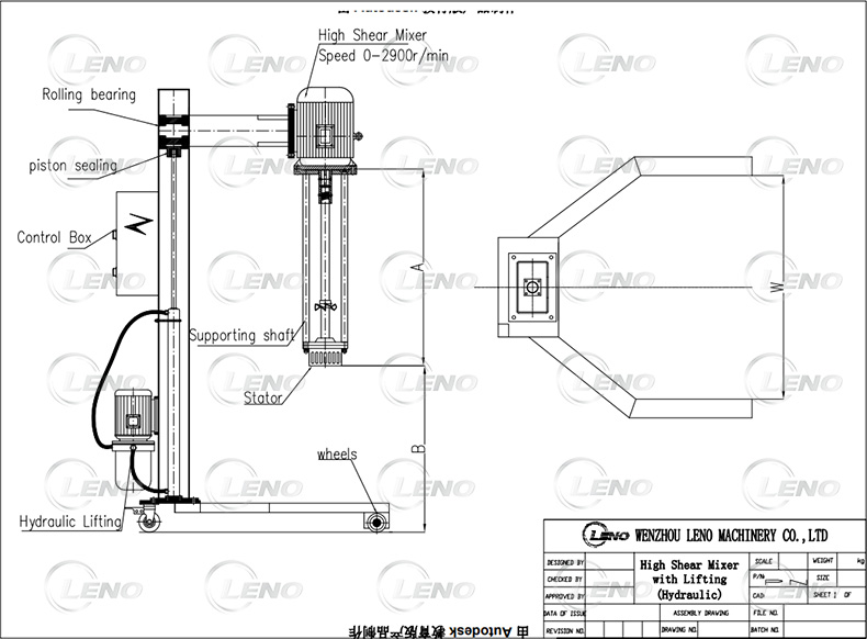 Hydraulic lifting high shear mixer Hydraulic lifting high shear mixer