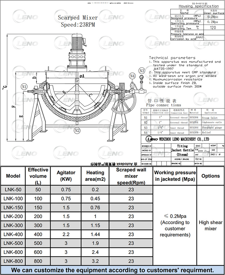 Tilting Steam double jacket kettle